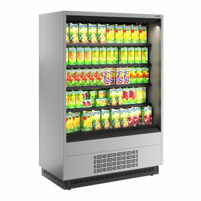 Витрина холодильная Carboma FC20-07 VM 1,3-2 0030 боковина металлическая с зеркалом (9006-9005) Cube 2 открытая