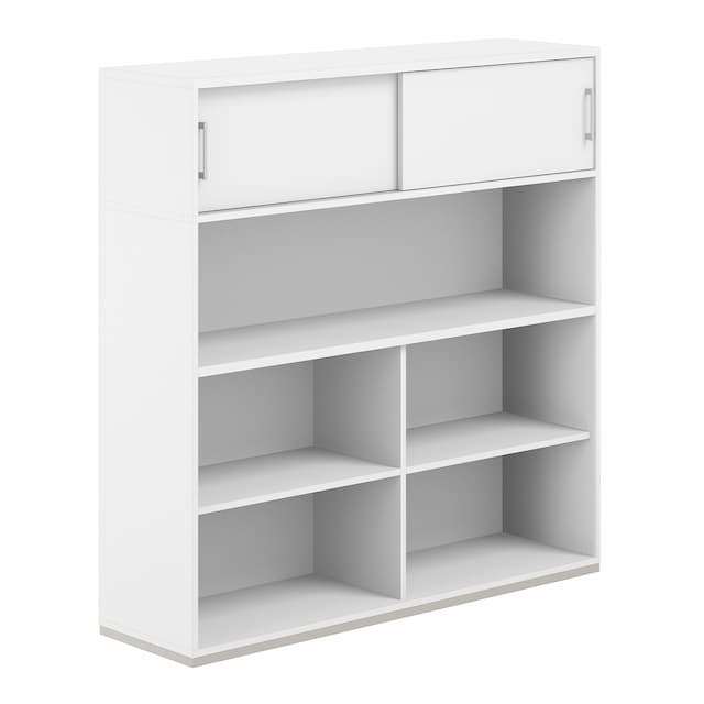 Стеллаж-комбо 1438 односторонний Norden Allegro AG.252.110.672.WH с антресолью и экраном ЛДСП