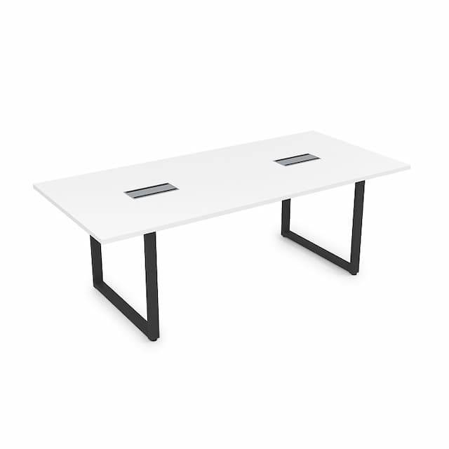 Стол переговорный АЛСАВ Gloss СПГ-О.939 белый премиум/черный