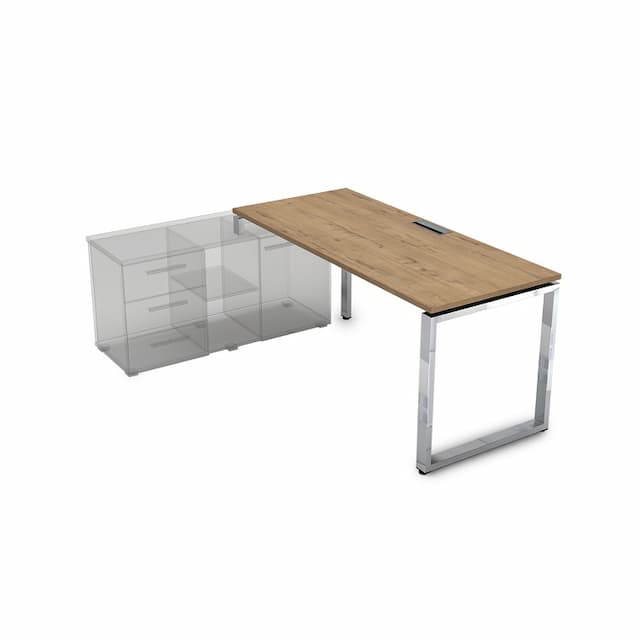Стол рабочий, прямолинейный, левый АЛСАВ Gloss line НСТЛ-О.979 teakwood/металл глянец