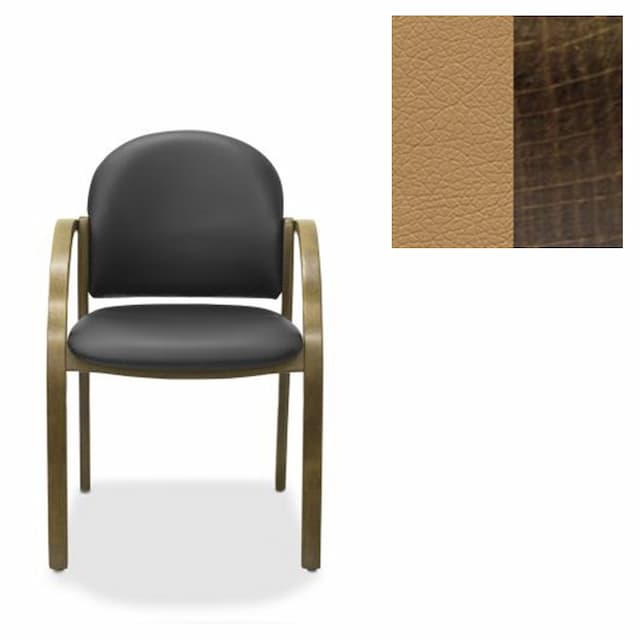 Офисный стул Юнитекс Джуно экокожа премиум темно-бежевая CN1121/дерево-орех аида