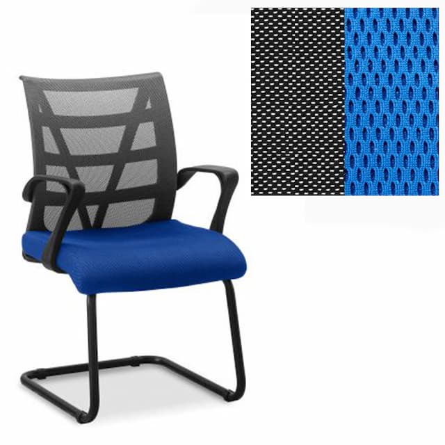 Кресло для посетителей Юнитекс Топ S на раме сетка/ткань TW черная/синяя