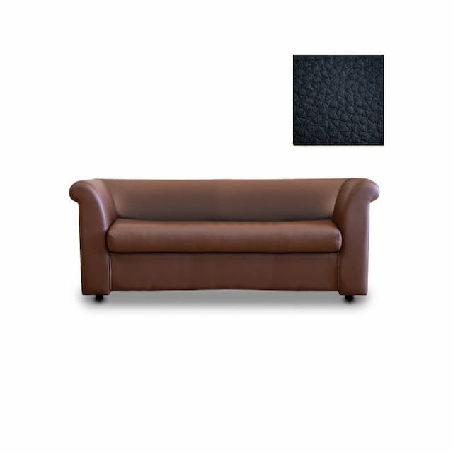 Диван 3-х местный Юнитекс ПАРЛАМЕНТ МД3.05.3. -н. Ч искусственная кожа / черная