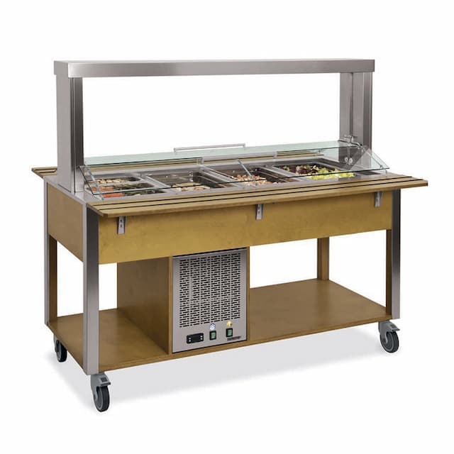 Стол Шведский охлаждаемый (защитное стекло подвижное) MetalCarrelli 6900.5M-R (дуб)