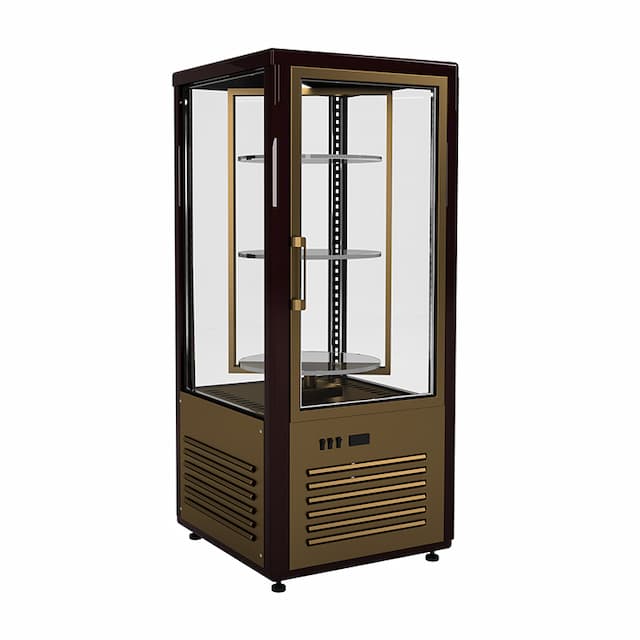 Витрина кондитерская Полюс LATIUM D4 VM 120-2 (R120Cвр Люкс коричнево-золотой, 1/2, INOX)