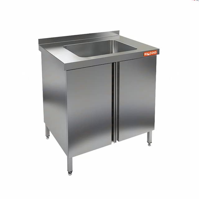 Стол нержавеющий с распашными дверцами и моечной ванной Hicold НСЗ1М-8/6Б